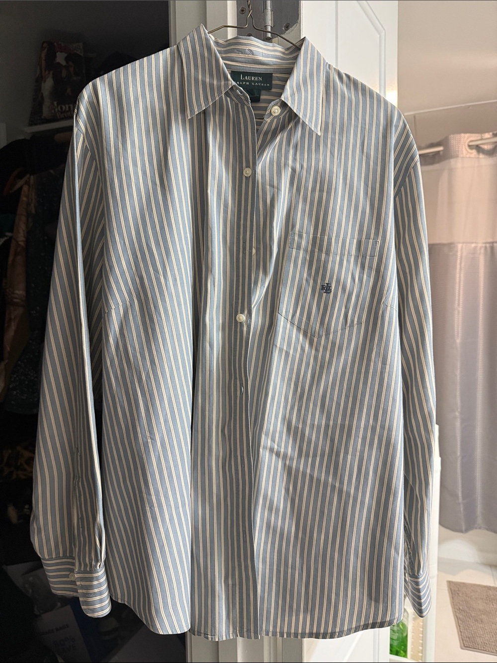 Lauren Ralph Lauren Light Blue and White Striped Dress Shirt